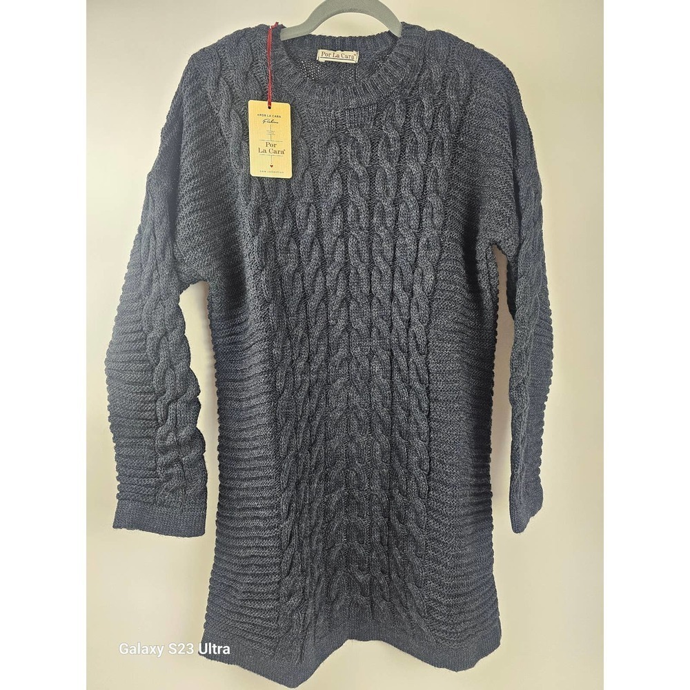 Women's black, long sleeve cable knit sweater dress, sz M, NWT